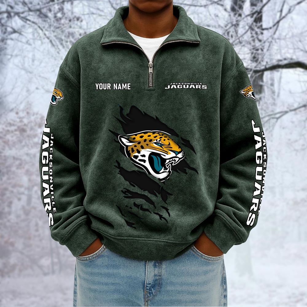 NFL x JAX Custom Name Half-zip Collar Suede Sweatshirt HLP HLPHUONG
