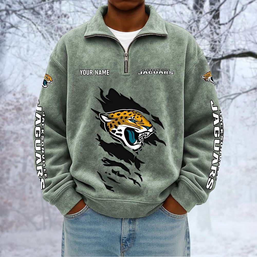 NFL x JAX Custom Name Half-zip Collar Suede Sweatshirt HLP HLPHUONG