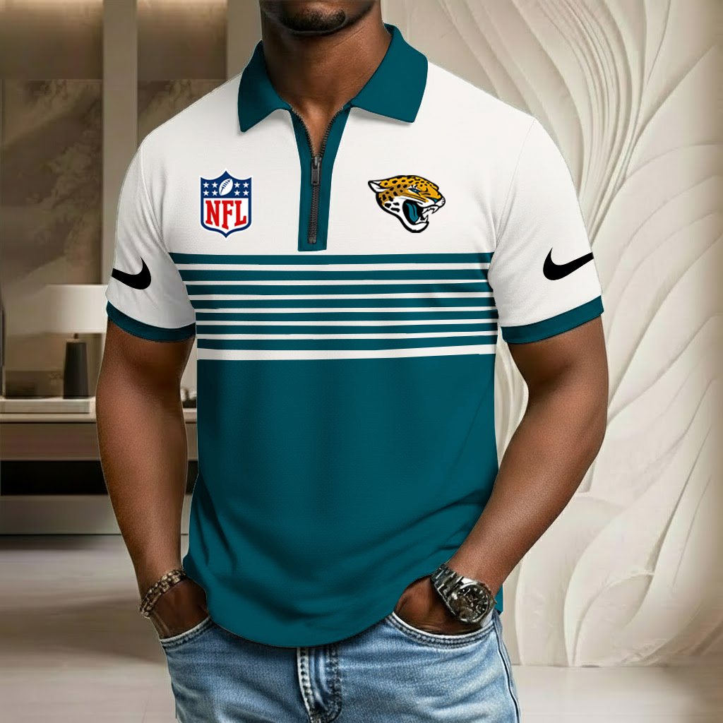 NFL x JAX Sport Zip Polo Golf Shirt HLP 250226 HLPHUONG