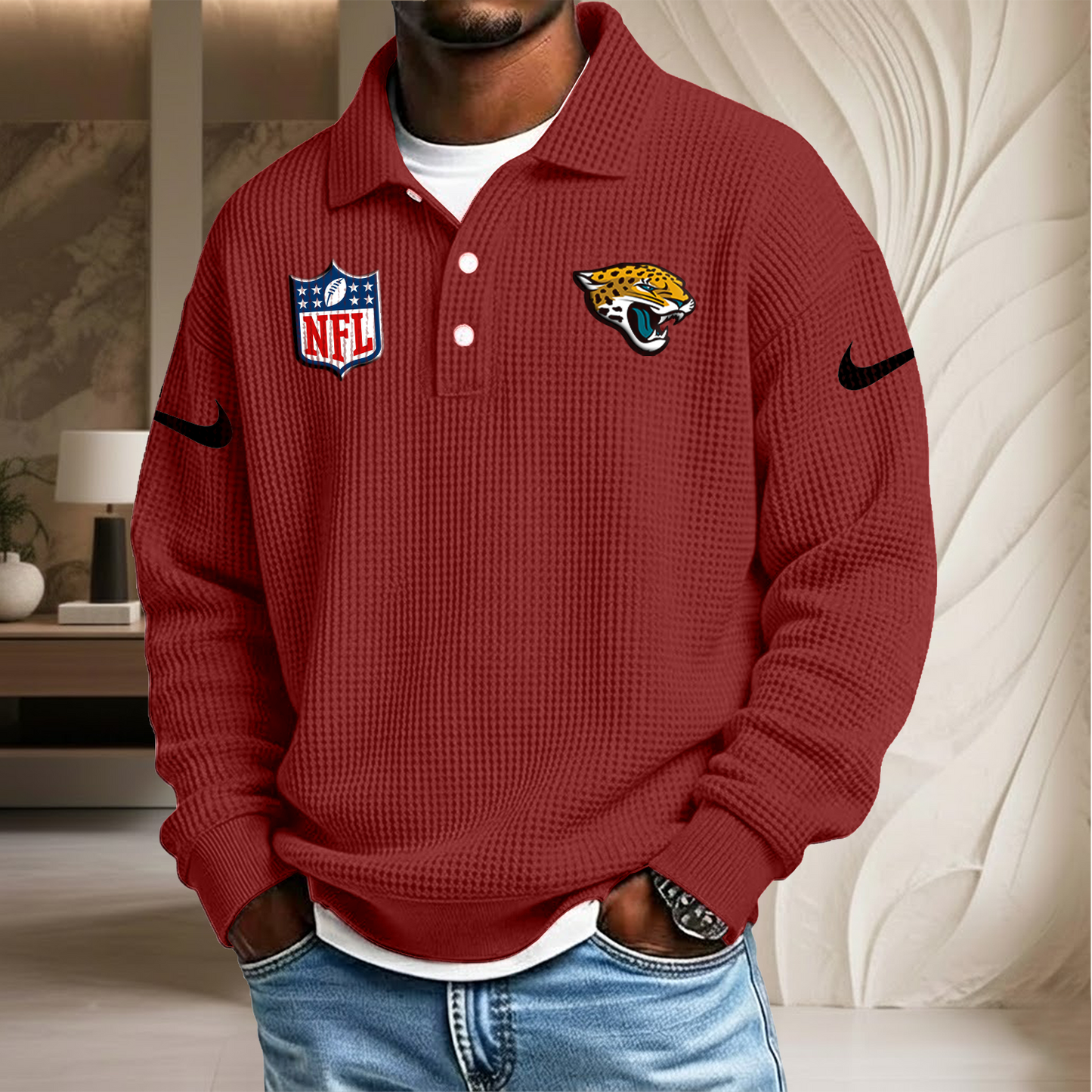 NFL x JAX Waffle Three Button Lapel Polo HLP HLPHUONG