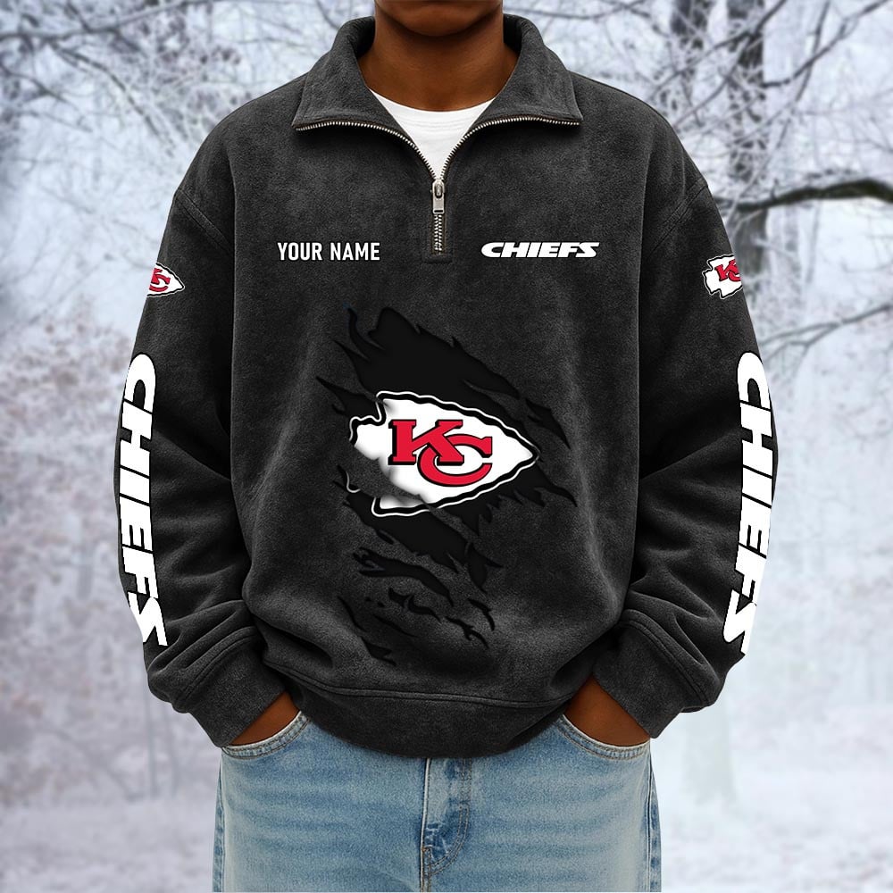 NFL x KC Custom Name Half-zip Collar Suede Sweatshirt HLP HLPHUONG