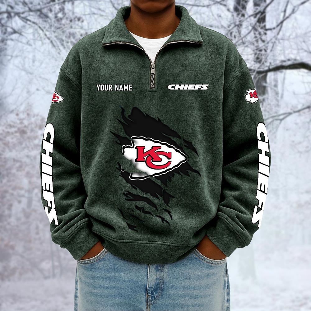 NFL x KC Custom Name Half-zip Collar Suede Sweatshirt HLP HLPHUONG