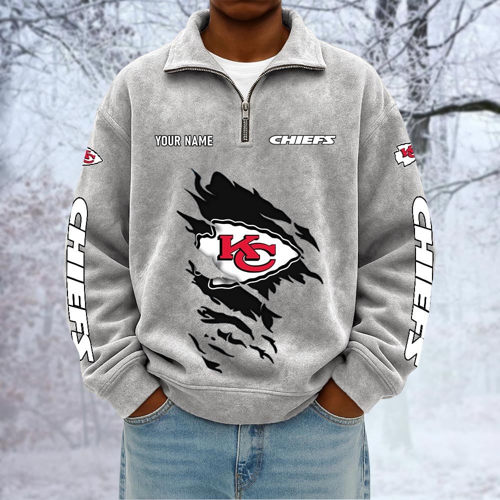 NFL x KC Custom Name Half-zip Collar Suede Sweatshirt HLP HLPHUONG
