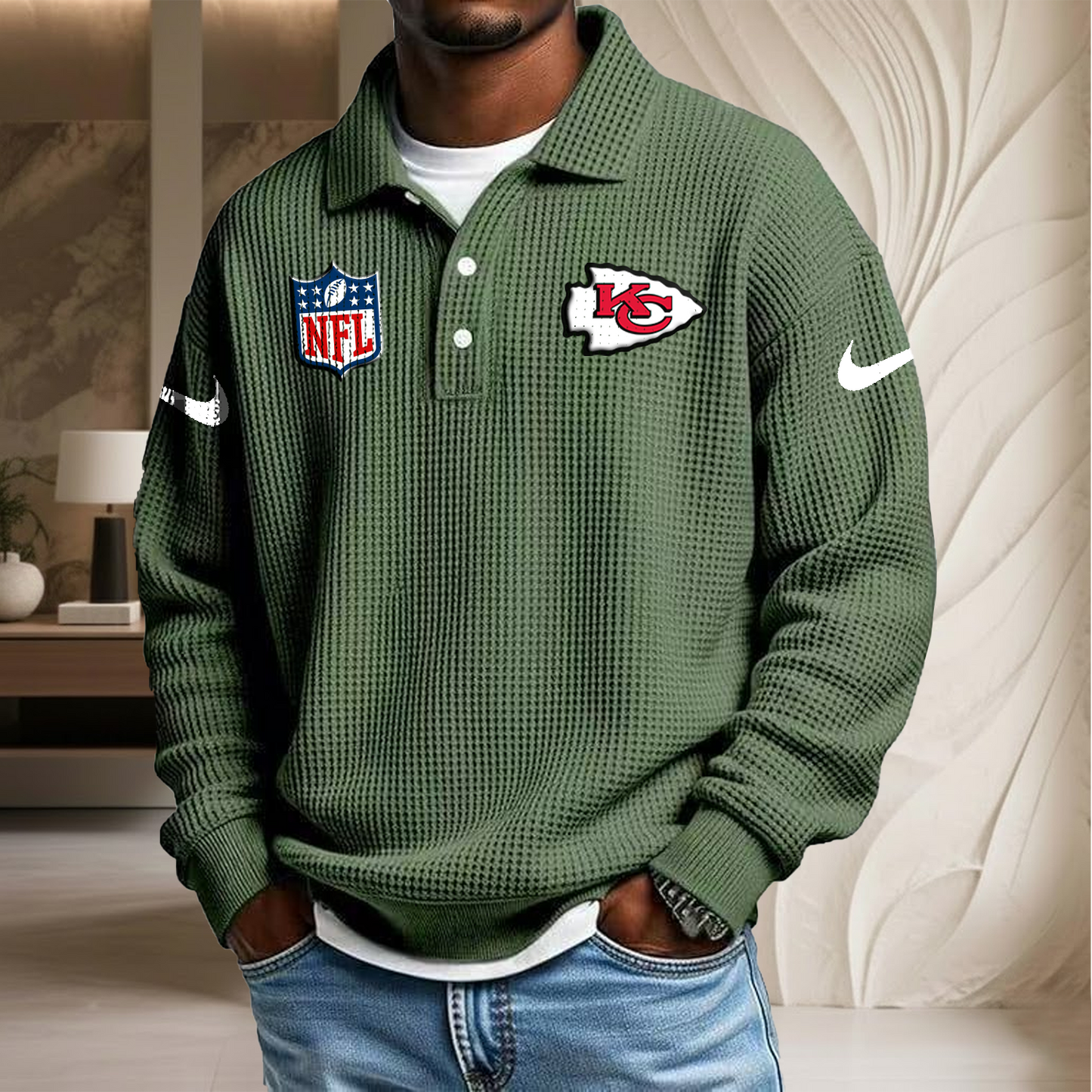 NFL x KC Waffle Three Button Lapel Polo HLP HLPHUONG