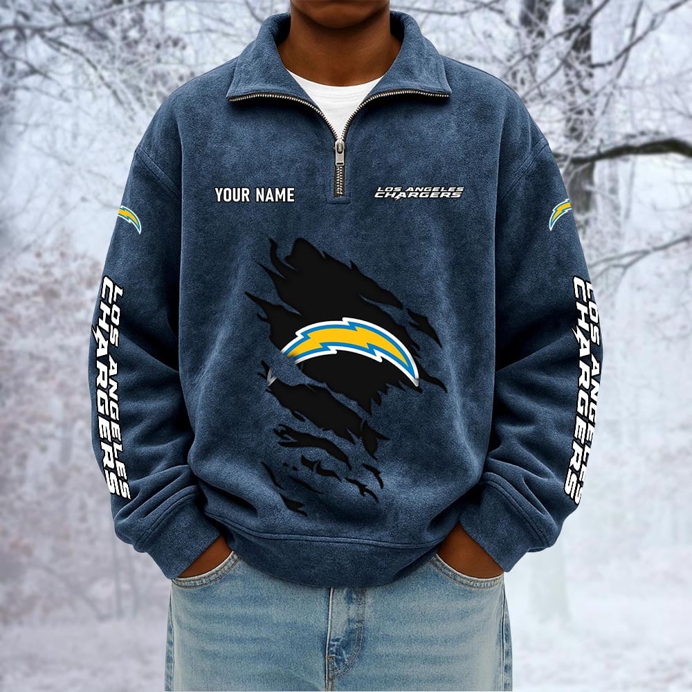 NFL x LAC Custom Name Half-zip Collar Suede Sweatshirt HLP HLPHUONG