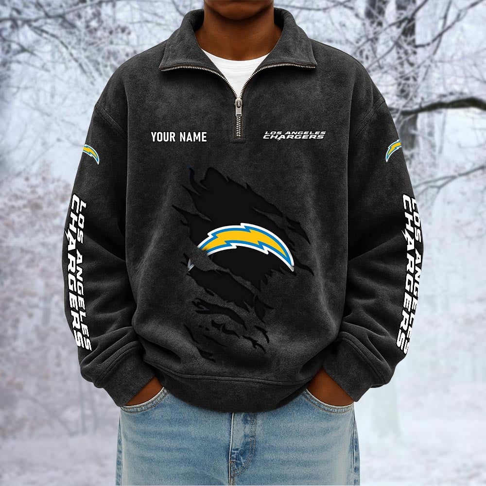 NFL x LAC Custom Name Half-zip Collar Suede Sweatshirt HLP HLPHUONG