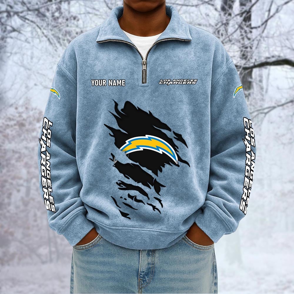 NFL x LAC Custom Name Half-zip Collar Suede Sweatshirt HLP HLPHUONG