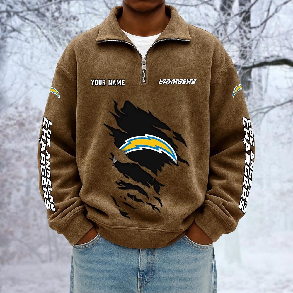 NFL x LAC Custom Name Half-zip Collar Suede Sweatshirt HLP HLPHUONG