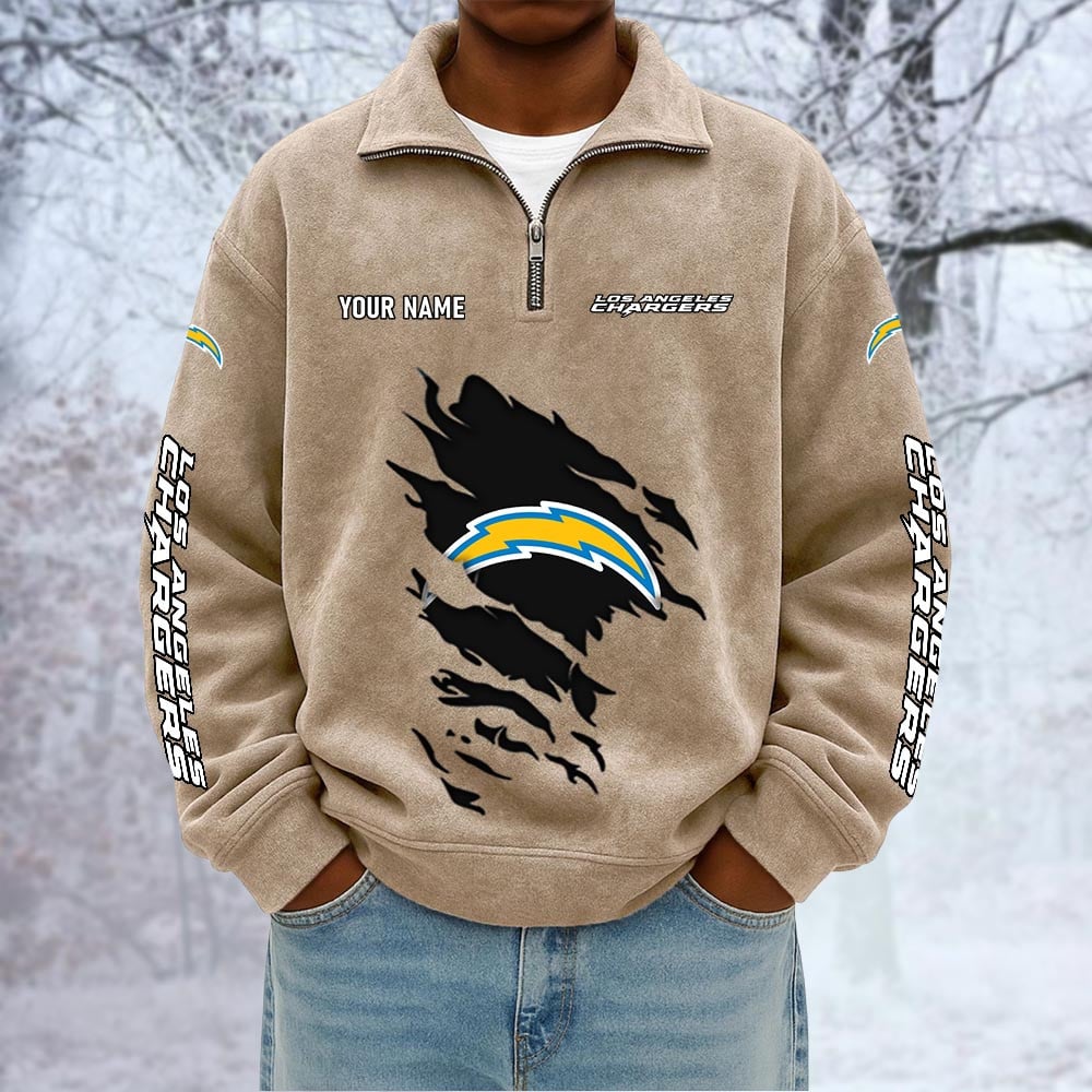 NFL x LAC Custom Name Half-zip Collar Suede Sweatshirt HLP HLPHUONG