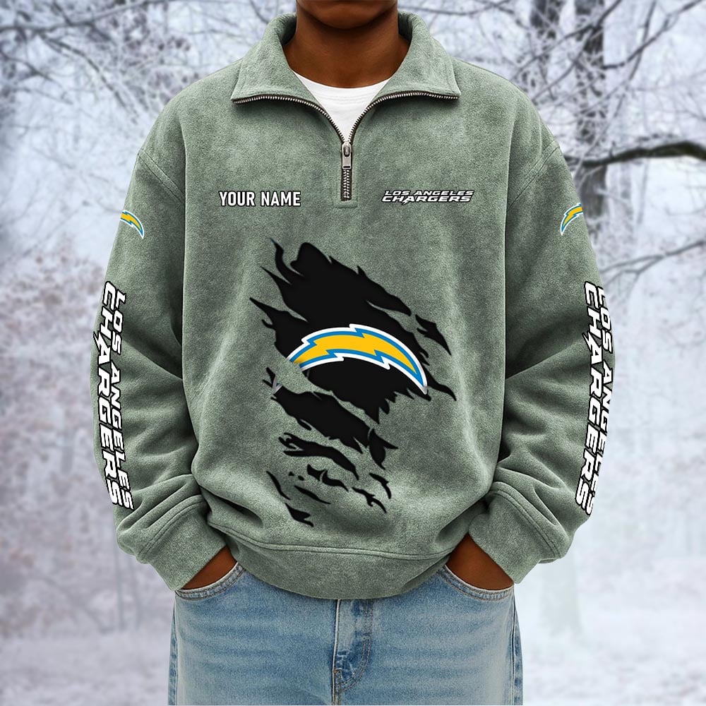 NFL x LAC Custom Name Half-zip Collar Suede Sweatshirt HLP HLPHUONG