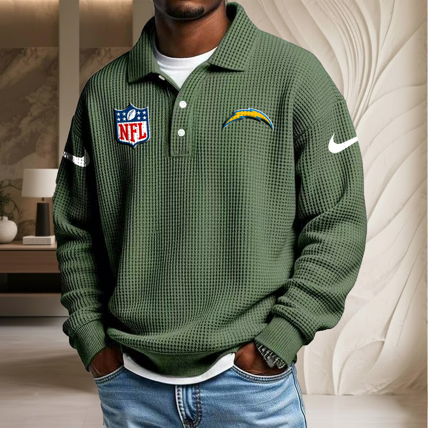 NFL x LAC Waffle Three Button Lapel Polo HLP HLPHUONG