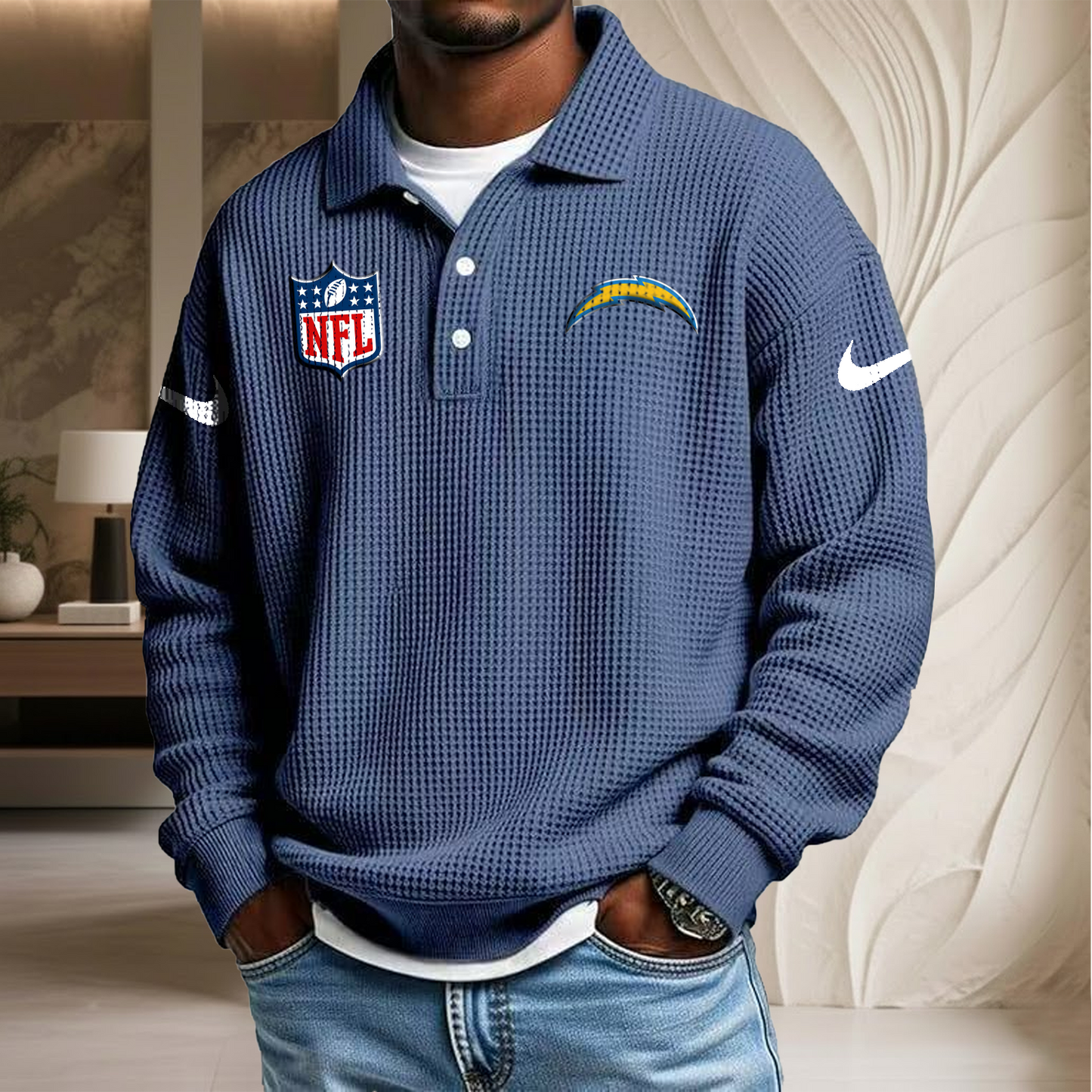 NFL x LAC Waffle Three Button Lapel Polo HLP HLPHUONG