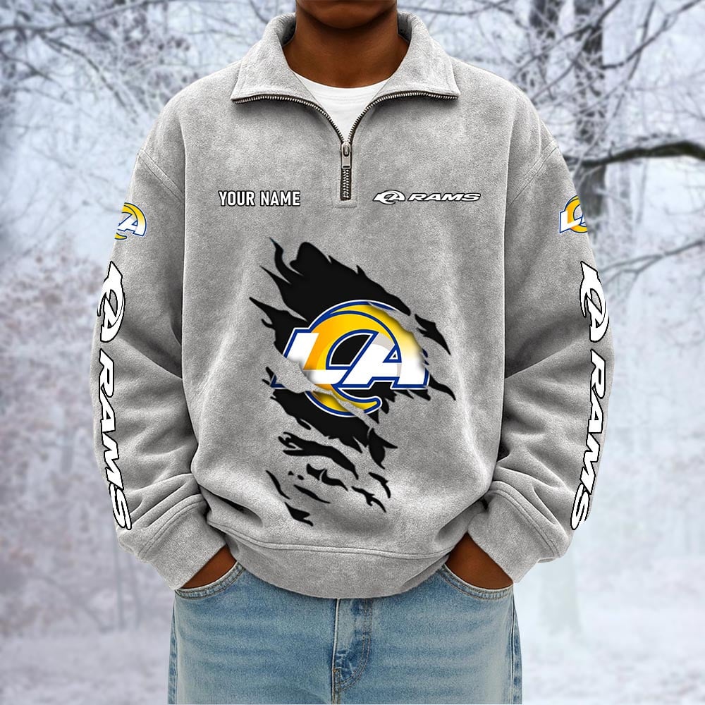 NFL x LAR Custom Name Half-zip Collar Suede Sweatshirt HLP HLPHUONG