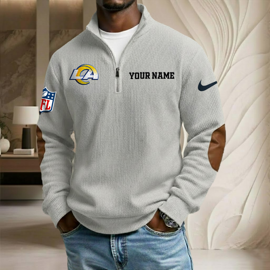 NFL x LAR Custom Name Stand Collar Half-zip Sweatshirt HLP HLPHUONG