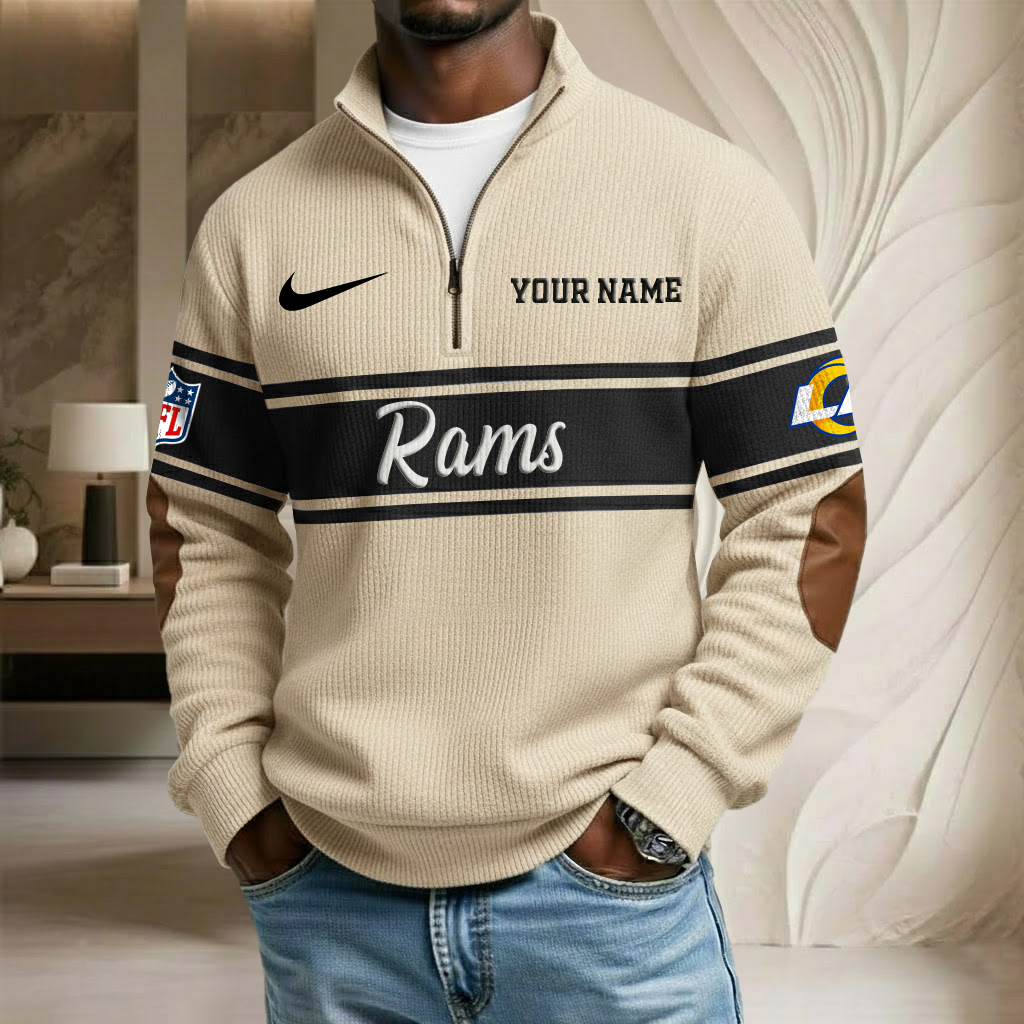 NFL x LAR Custom Name Stand Collar Half-zip Sweatshirt HLP HLPHUONG
