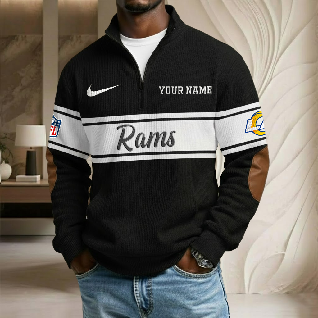 NFL x LAR Custom Name Stand Collar Half-zip Sweatshirt HLP HLPHUONG
