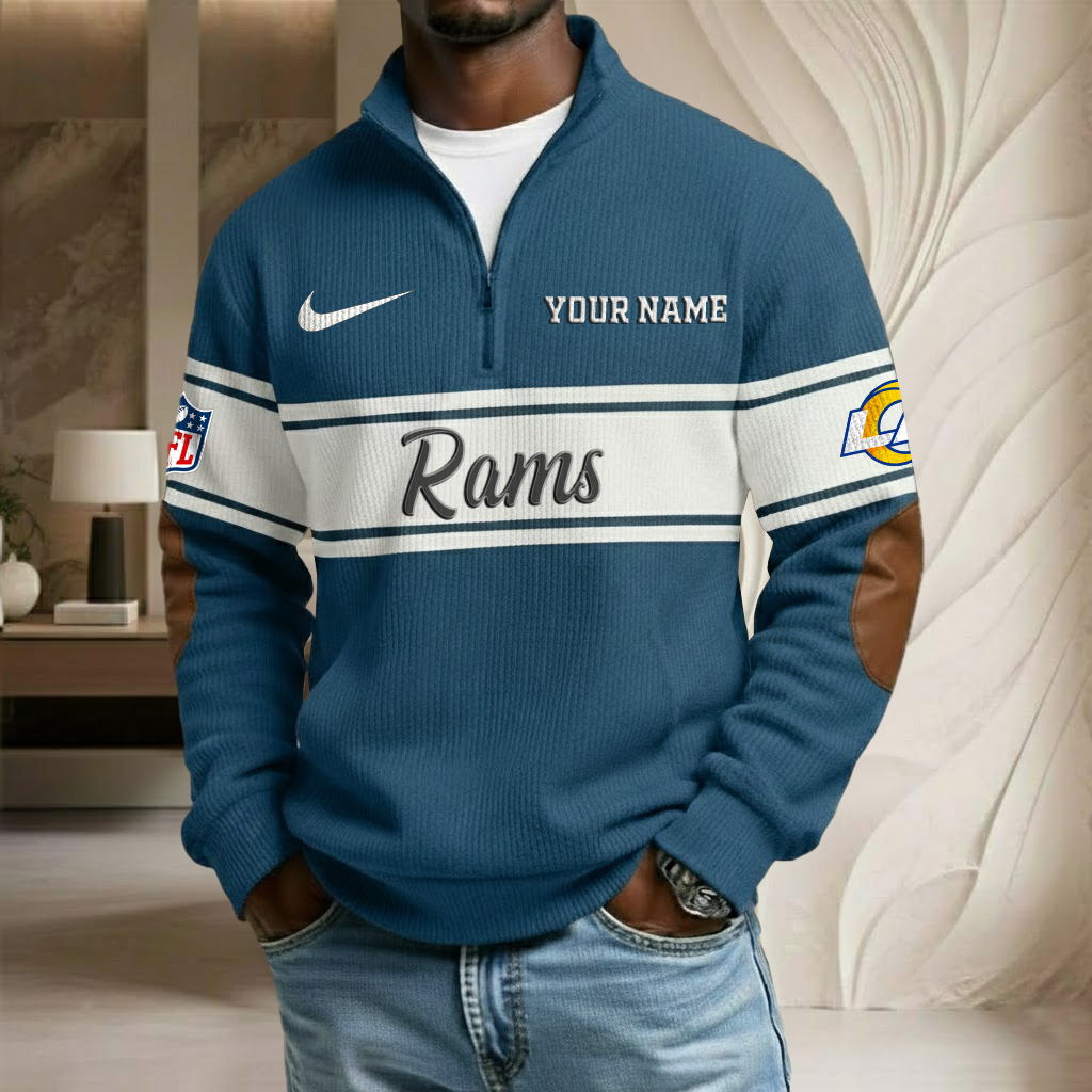 NFL x LAR Custom Name Stand Collar Half-zip Sweatshirt HLP HLPHUONG