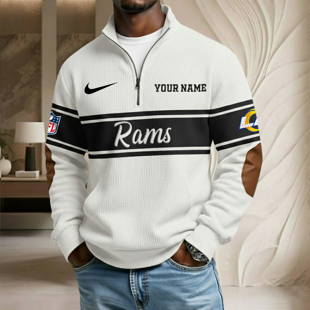 NFL x LAR Custom Name Stand Collar Half-zip Sweatshirt HLP HLPHUONG