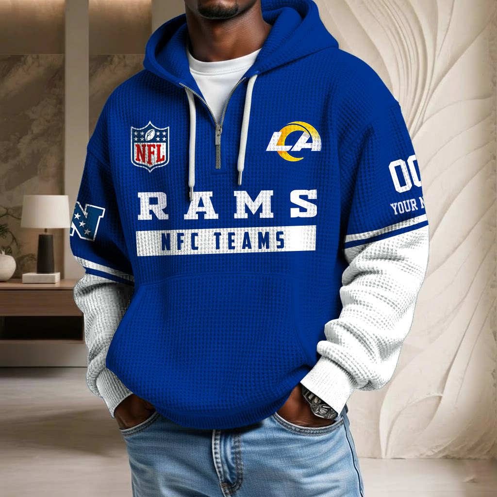 NFL x LAR Team Custom Waffle Half Zip Hoodie HLP HLPHUONG