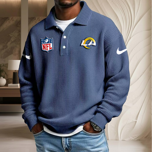NFL x LAR Waffle Three Button Lapel Polo HLP HLPHUONG