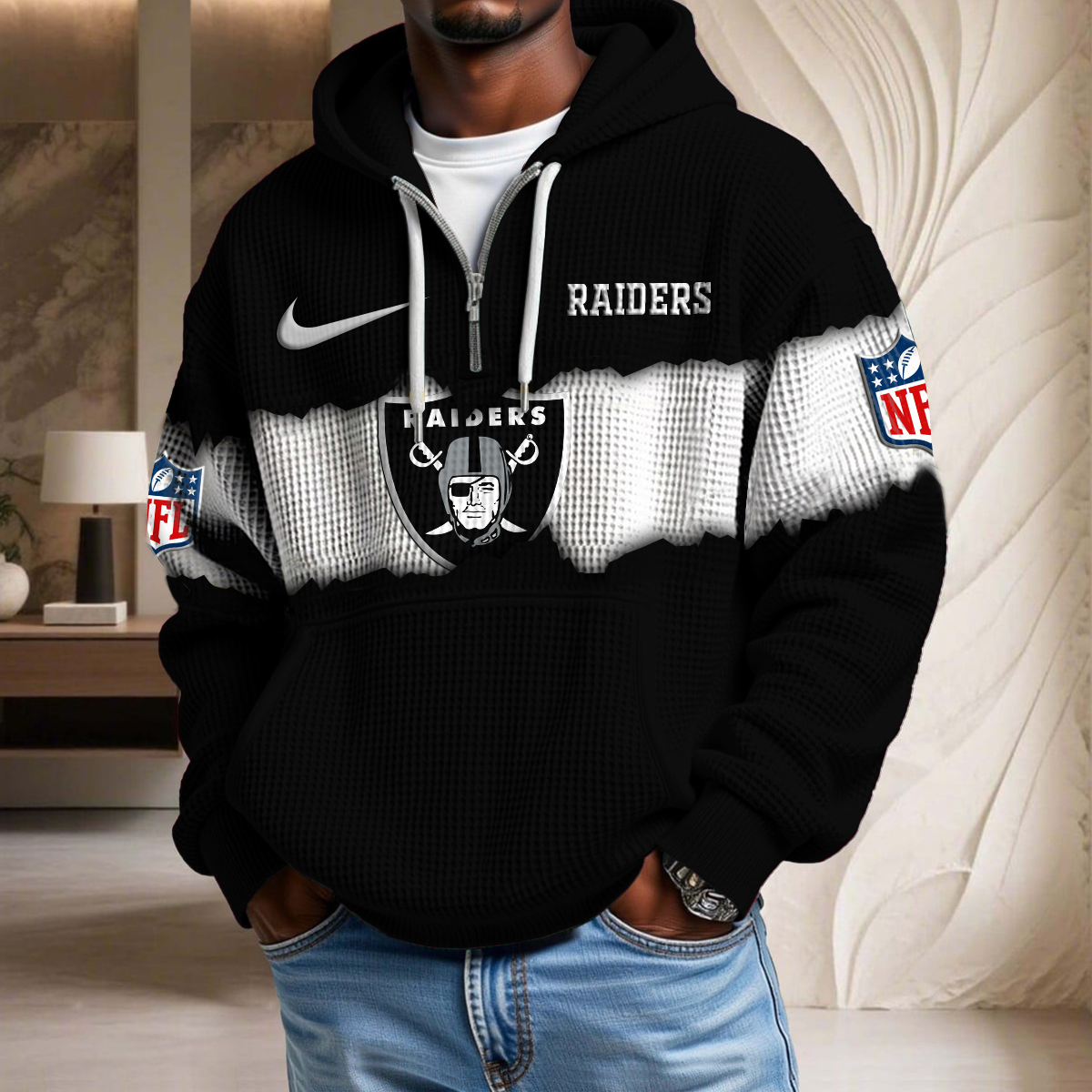 NFL x LV Crack Waffle Half Zip Hoodie HLP HLPHUONG