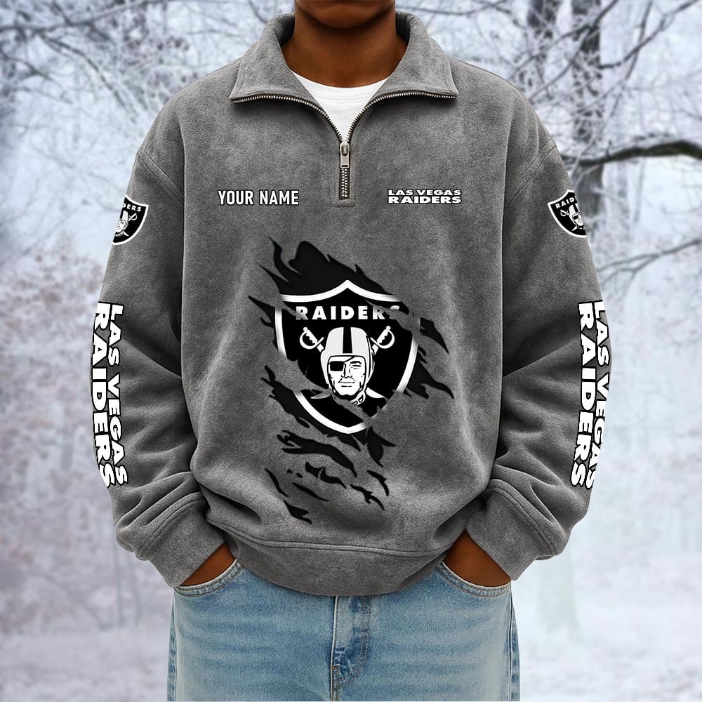 NFL x LV Custom Name Half-zip Collar Suede Sweatshirt HLP HLPHUONG
