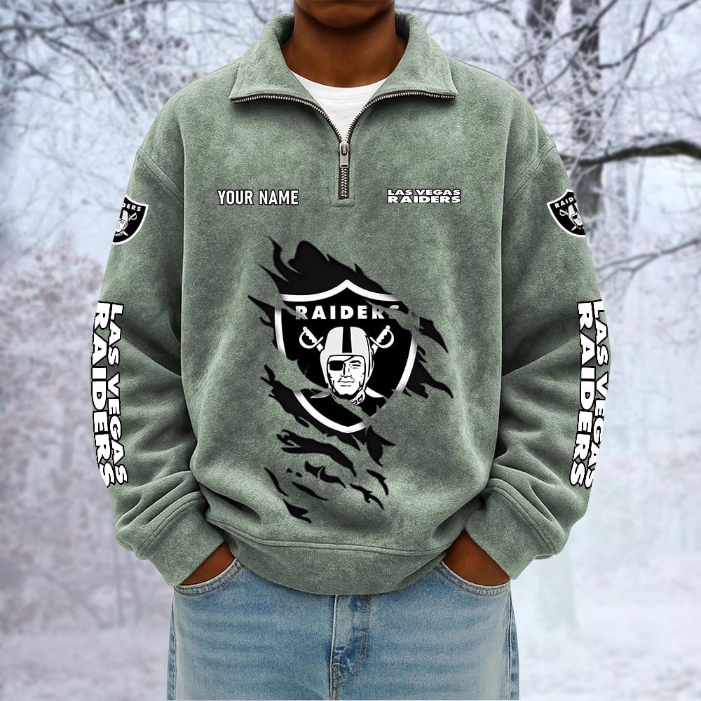NFL x LV Custom Name Half-zip Collar Suede Sweatshirt HLP HLPHUONG