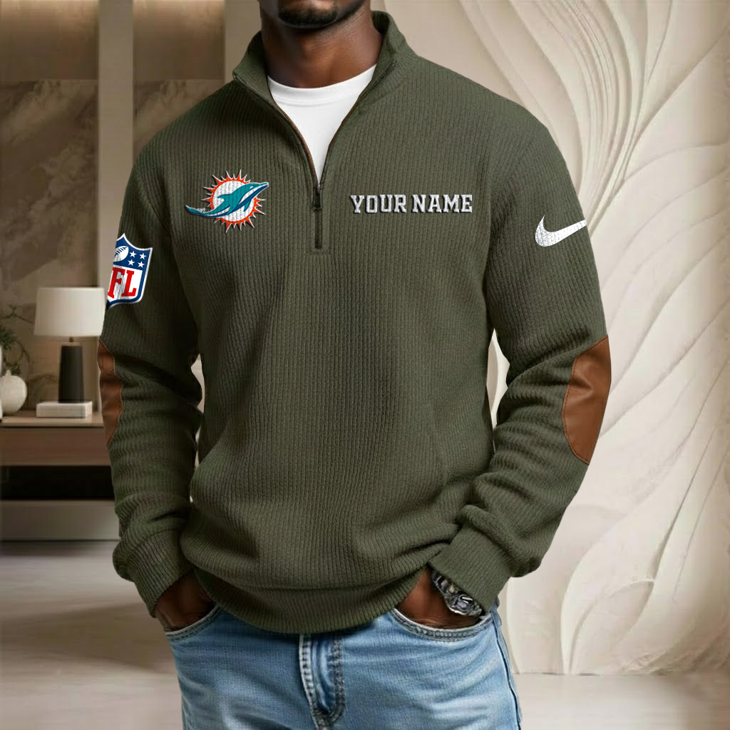 NFL x MIA Custom Name Stand Collar Half-zip Sweatshirt HLP HLPHUONG