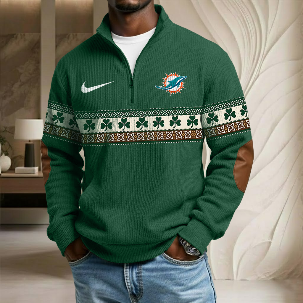 NFL x MIA Lucky St Patrick Day Stand Collar Half-zip Sweatshirt HLP HLPHUONG
