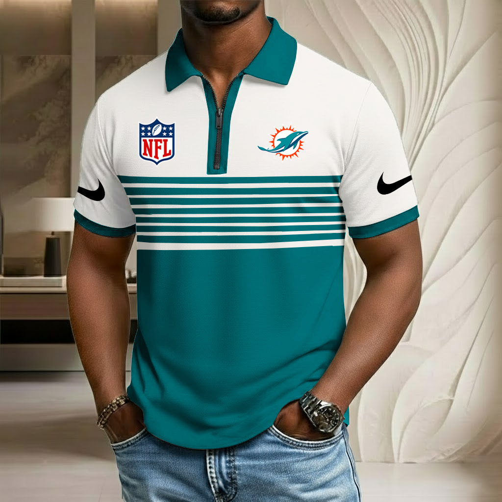 NFL x MIA Sport Zip Polo Golf Shirt HLP 250226 HLPHUONG