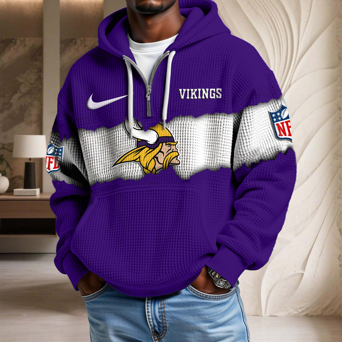 NFL x MIN Crack Waffle Half Zip Hoodie HLP HLPHUONG