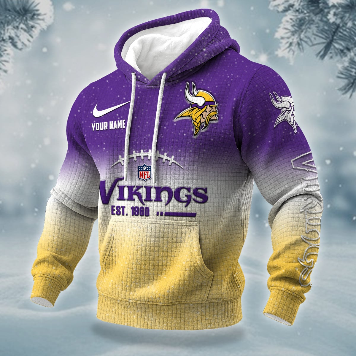 NFL x MIN Personalized Name Waffle Hoodie HLP HLPHUONG