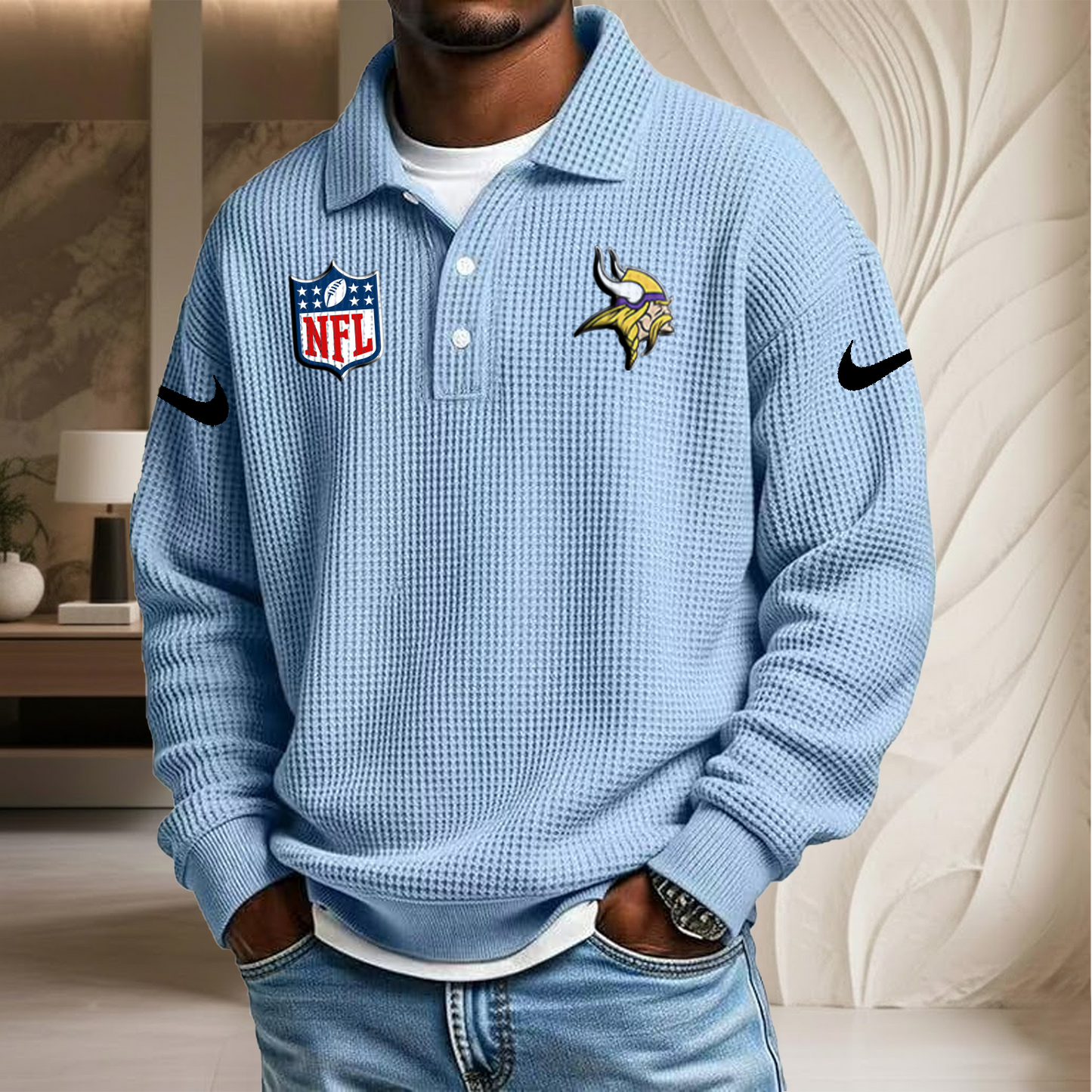 NFL x MIN Waffle Three Button Lapel Polo HLP HLPHUONG