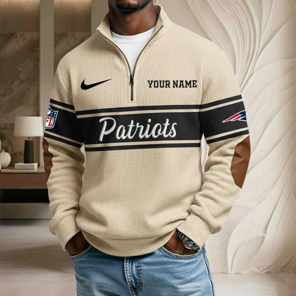 NFL x NE Custom Name Stand Collar Half-zip Sweatshirt HLP HLPHUONG