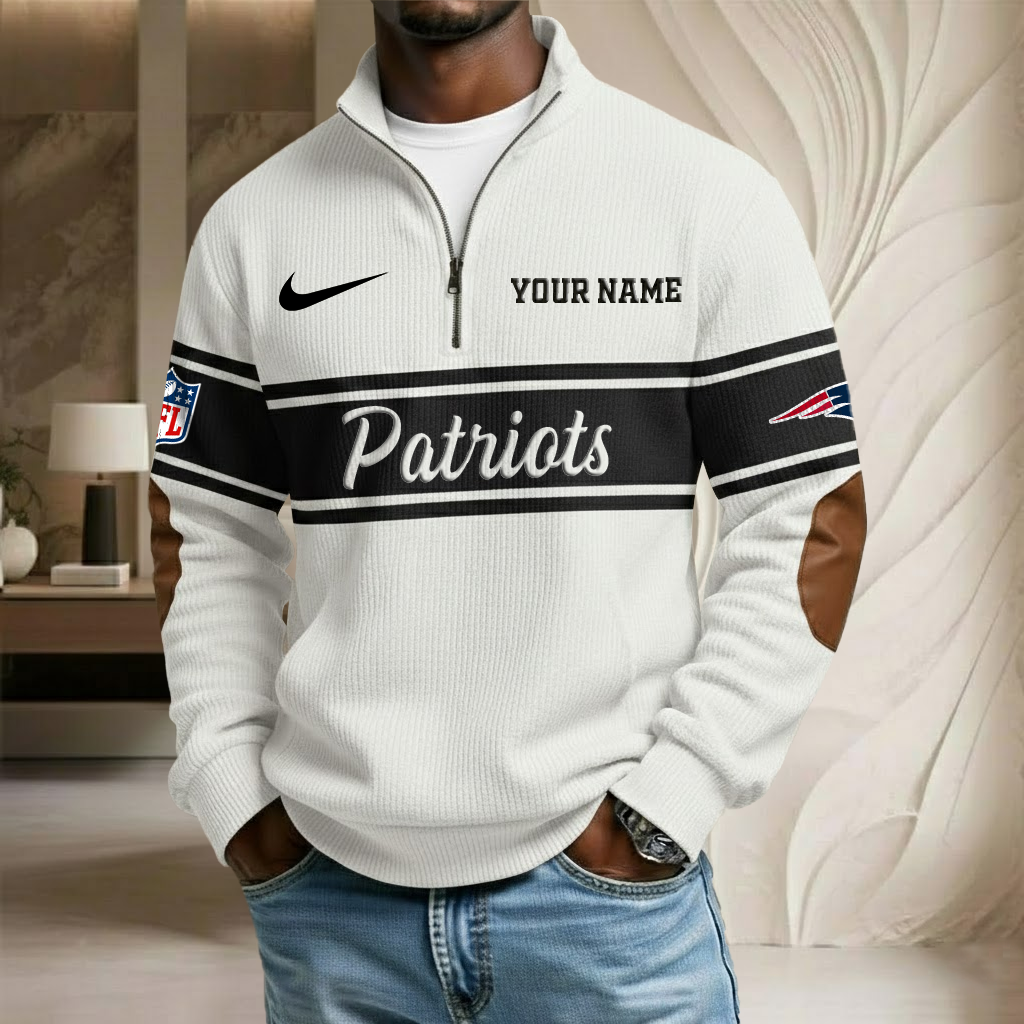 NFL x NE Custom Name Stand Collar Half-zip Sweatshirt HLP HLPHUONG