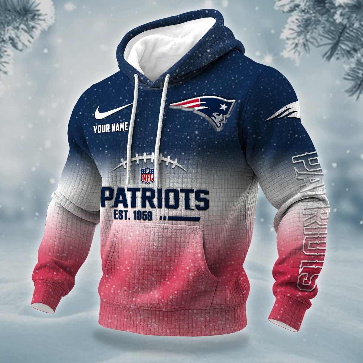 NFL x NE Personalized Name Waffle Hoodie HLP HLPHUONG
