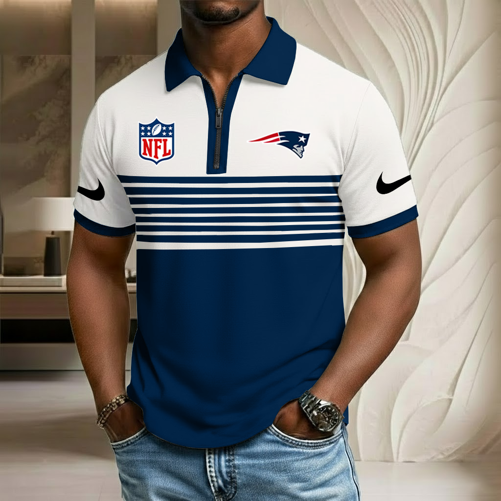NFL x NE Sport Zip Polo Golf Shirt HLP 250226 HLPHUONG