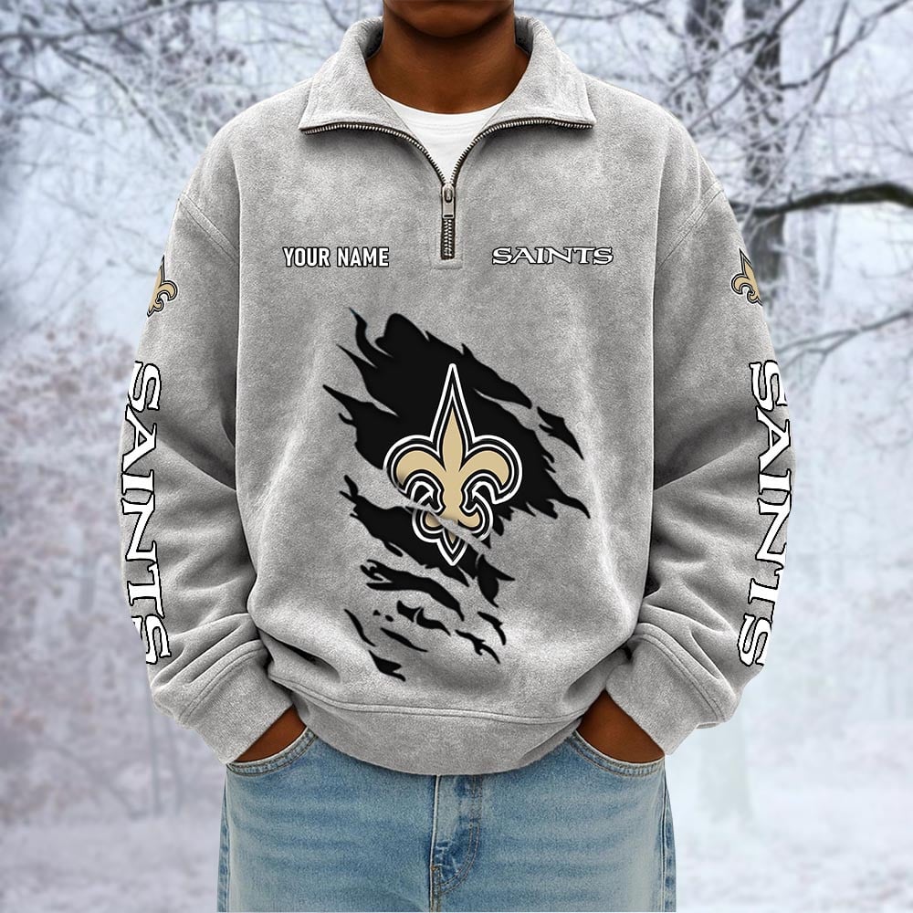NFL x NO Custom Name Half-zip Collar Suede Sweatshirt HLP HLPHUONG
