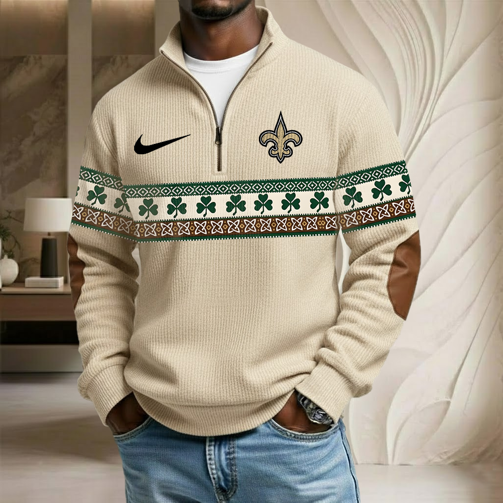 NFL x NO Lucky St Patrick Day Stand Collar Half-zip Sweatshirt HLP HLPHUONG