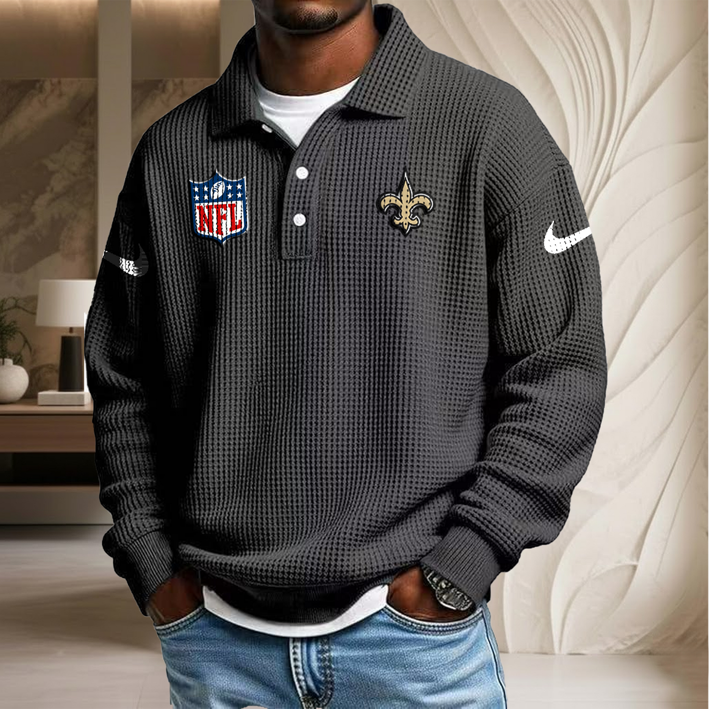 NFL x NO Waffle Three Button Lapel Polo HLP HLPHUONG