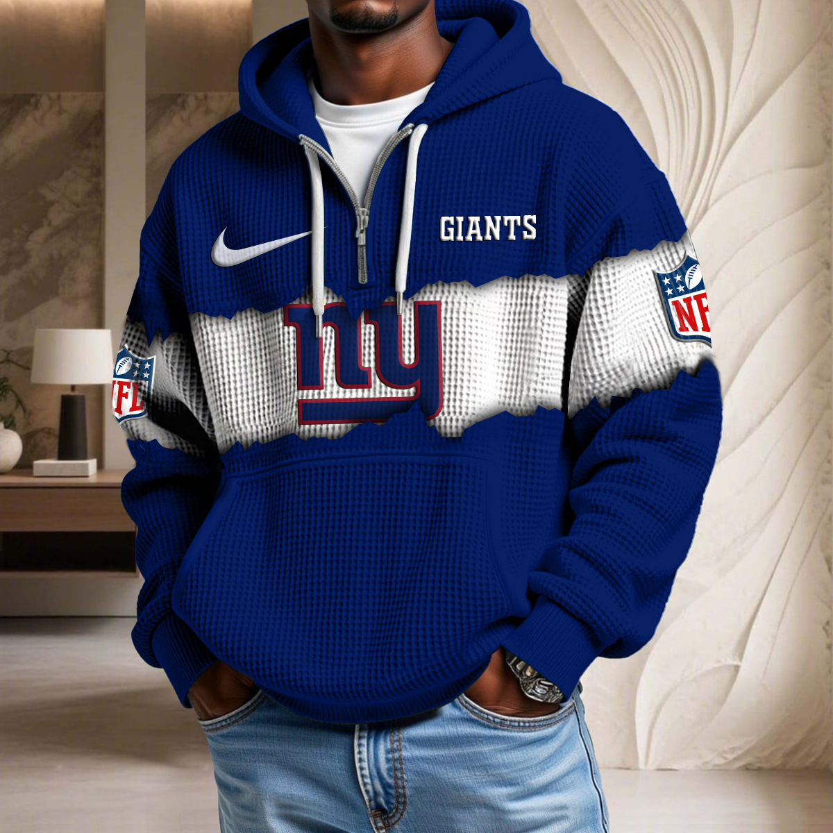NFL x NYG Crack Waffle Half Zip Hoodie HLP HLPHUONG