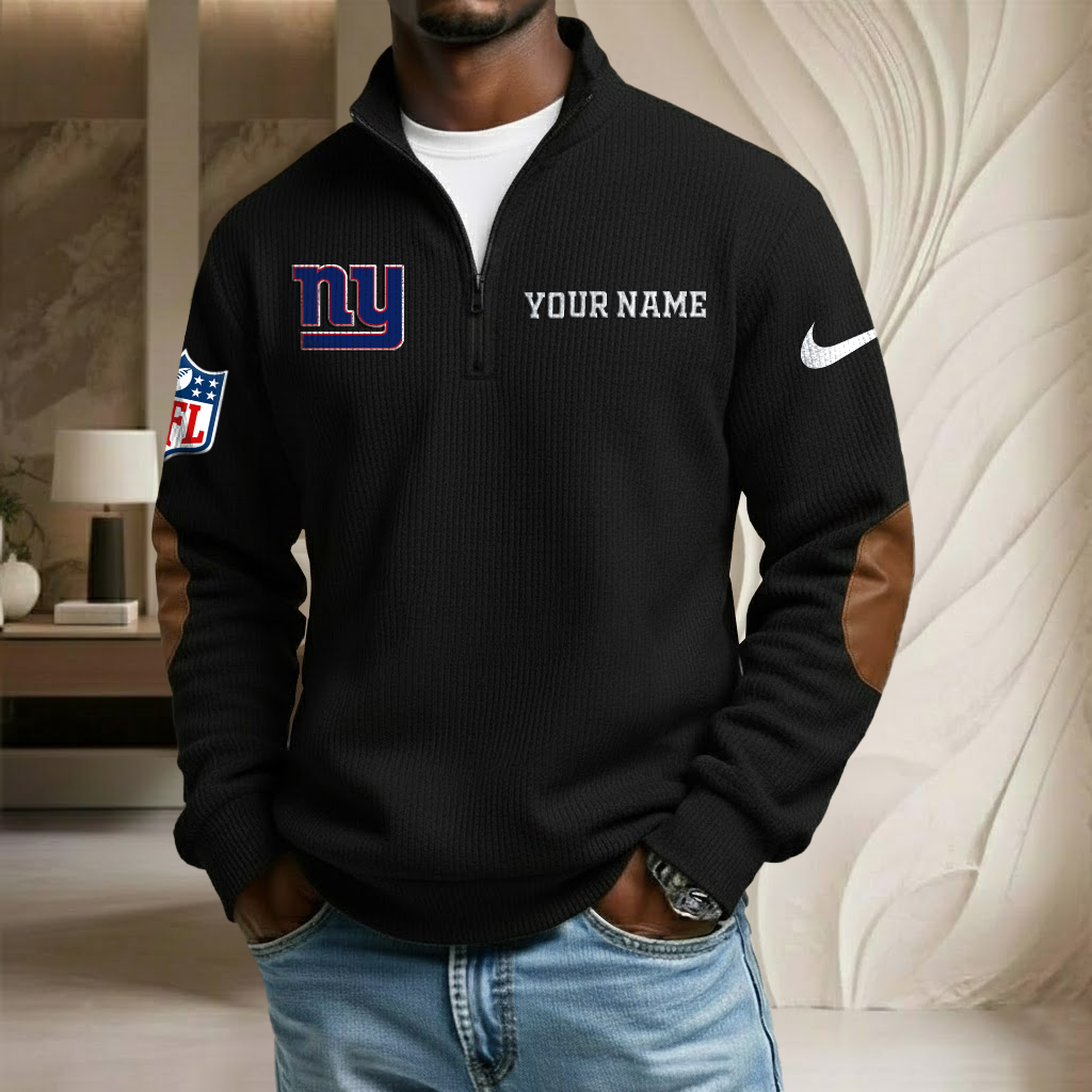 NFL x NYG Custom Name Stand Collar Half-zip Sweatshirt HLP HLPHUONG