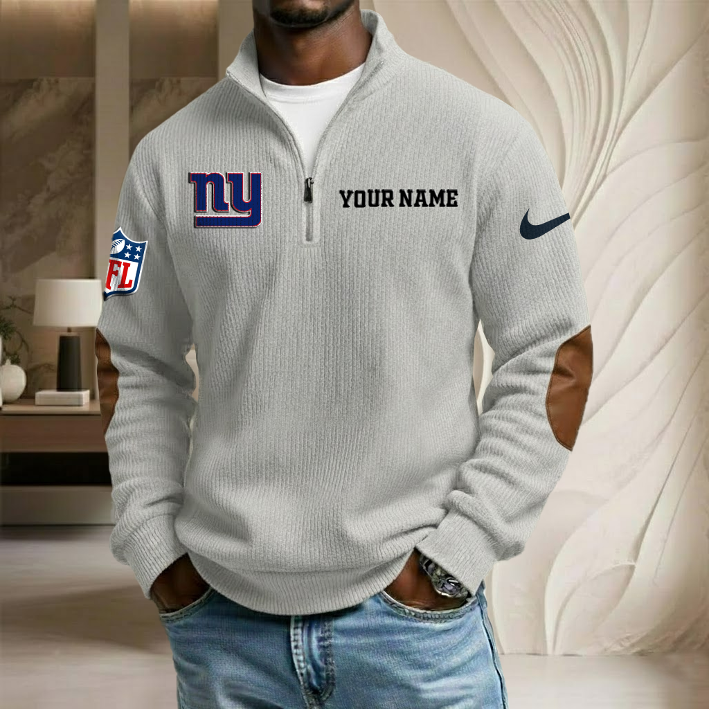 NFL x NYG Custom Name Stand Collar Half-zip Sweatshirt HLP HLPHUONG