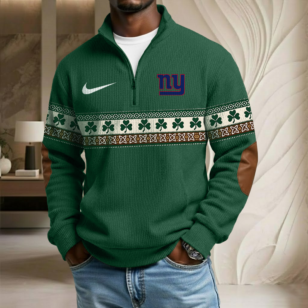 NFL x NYG Lucky St Patrick Day Stand Collar Half-zip Sweatshirt HLP HLPHUONG