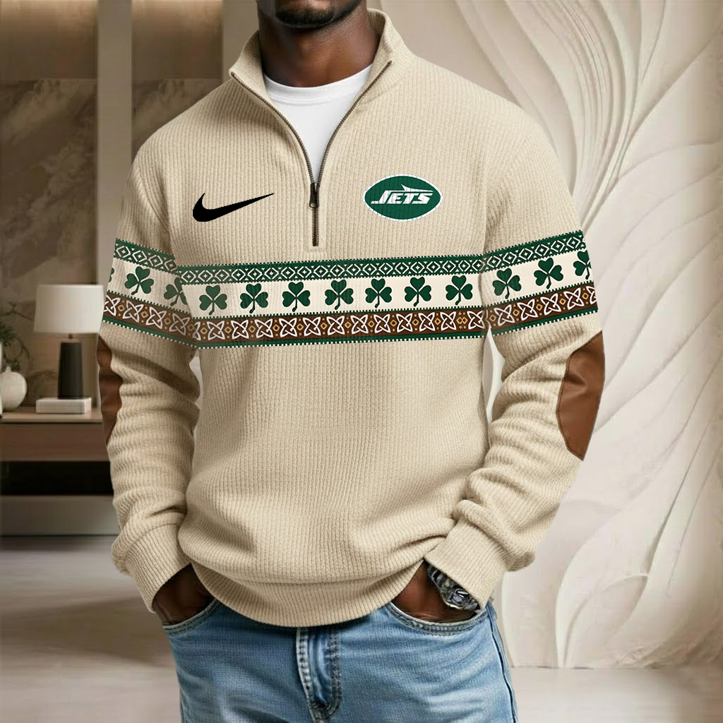 NFL x NYJ Lucky St Patrick Day Stand Collar Half-zip Sweatshirt HLP HLPHUONG