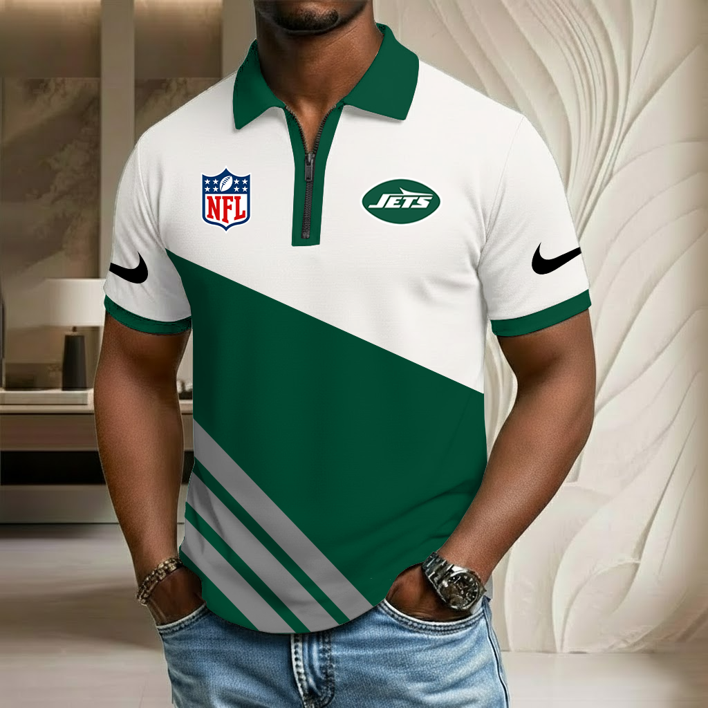 NFL x NYJ Sport Zip Polo Golf Shirt HLP HLPHUONG
