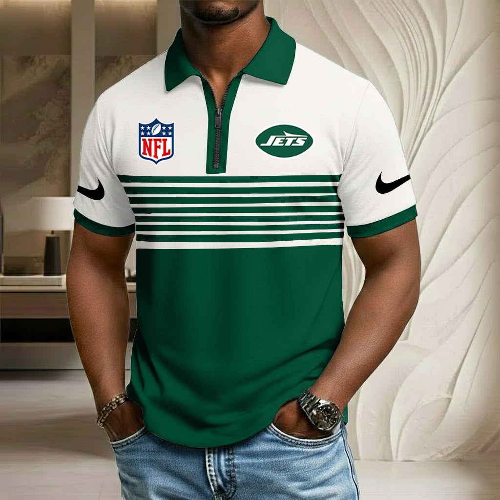 NFL x NYJ Sport Zip Polo Golf Shirt HLP 250226 HLPHUONG