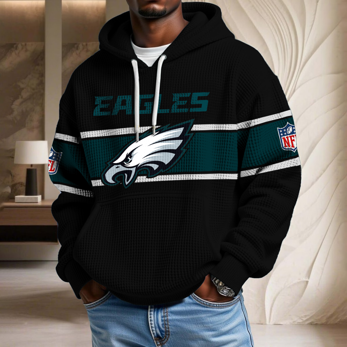 NFL x PHI Black Version Waffle Hoodie HLP HLPHUONG