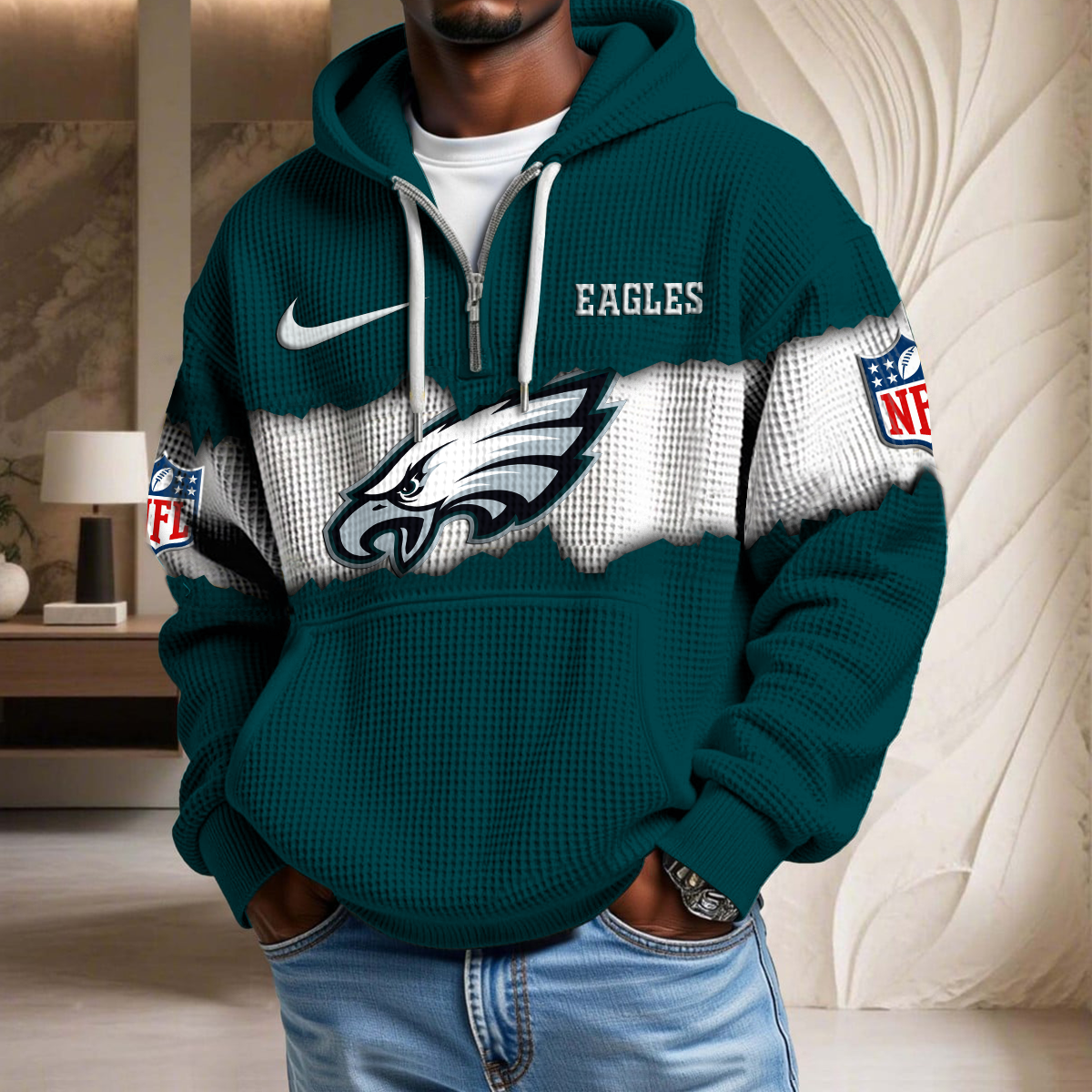 NFL x PHI Crack Waffle Half Zip Hoodie HLP HLPHUONG