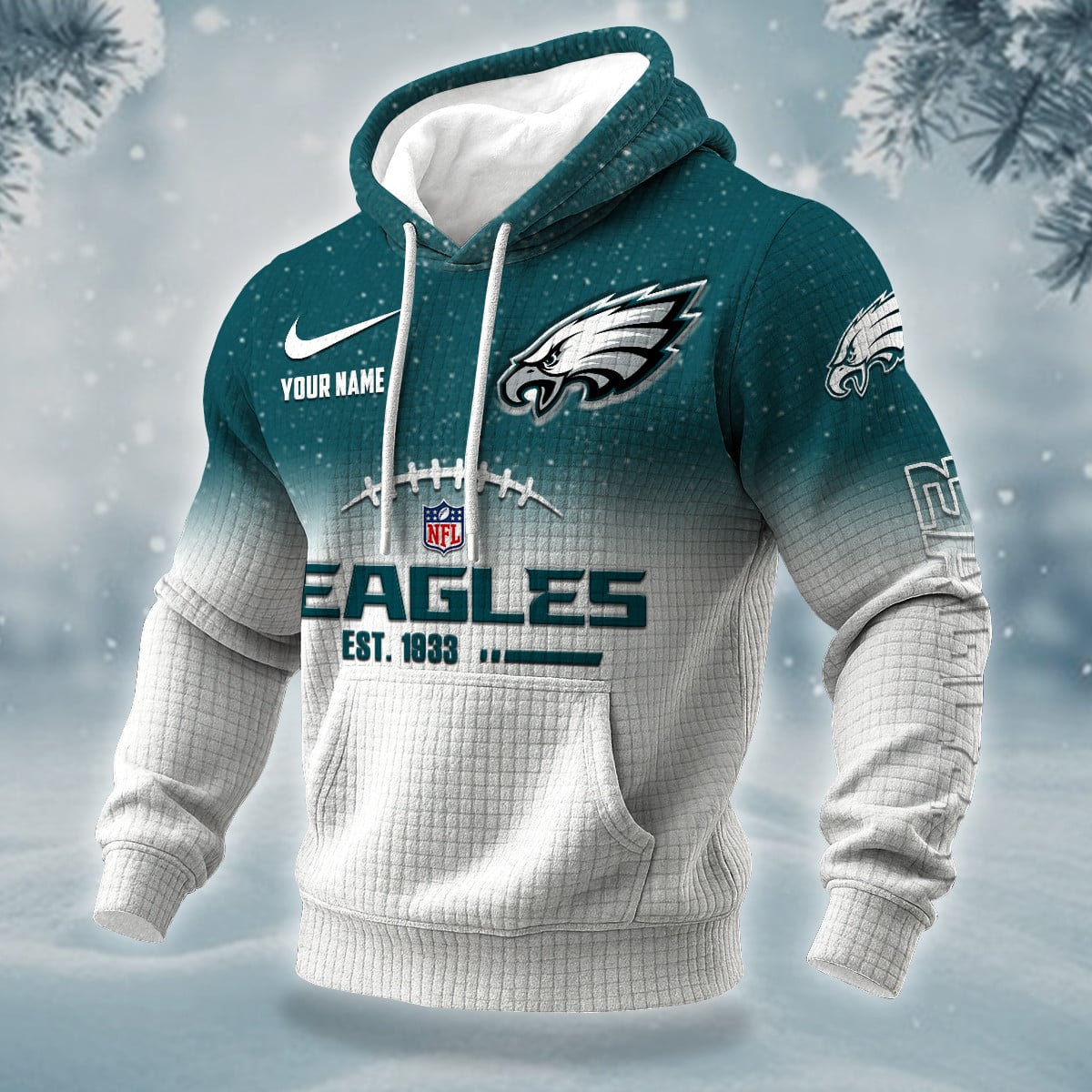 NFL x PHI Personalized Name Waffle Hoodie HLP HLPHUONG
